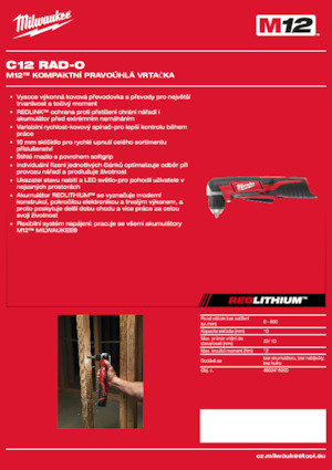 Cordless Drill & Screw Drivers Milwaukee C12 RAD-0