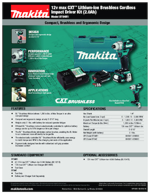 Cordless Impact Drivers & Wrenches Makita DT04R1