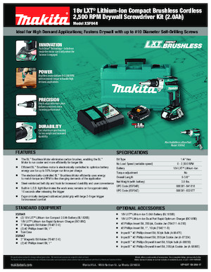 Akülü Matkap ve Tornavidalar Makita XSF04Z