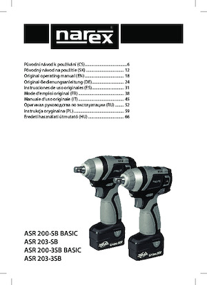 Cordless Impact Drivers & Wrenches Narex ASR 200-SB