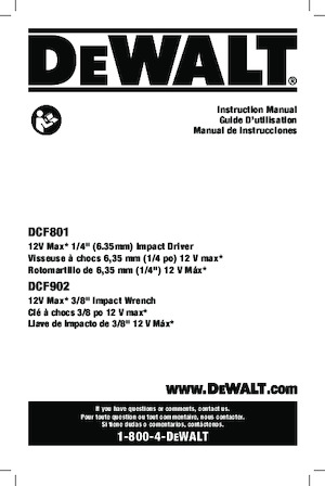 Cordless Impact Drivers & Wrenches DEWALT DCF801B