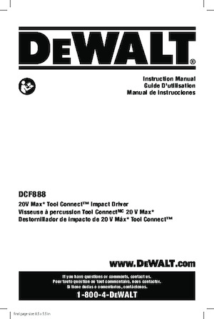 Cordless Impact Drivers & Wrenches DEWALT DCF888D2