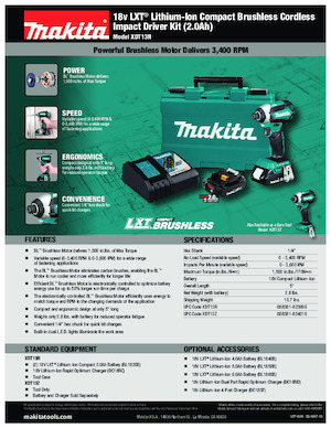 Cordless Impact Drivers & Wrenches Makita XDT13R