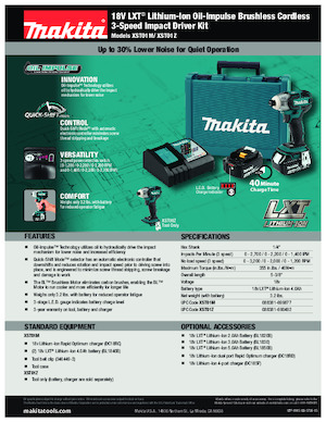 Cordless Impact Drivers & Wrenches Makita XST01Z