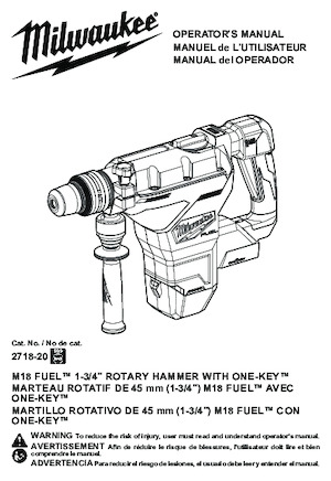 Akülü Döner Çekiçler SDS Milwaukee 2718-20