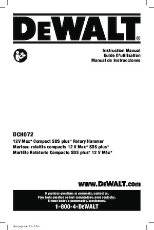 Akülü Döner Çekiçler SDS DEWALT DCH072B