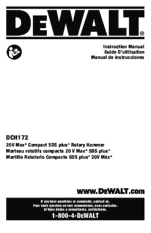Cordless Rotary Hammers SDS DEWALT DCH172B