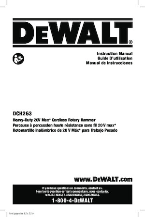 Cordless Rotary Hammers SDS DEWALT DCH263B