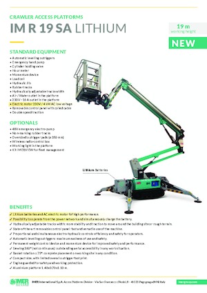 Crawler Articulating Boom Lifts Imer IM R 19 SA LITHIUM