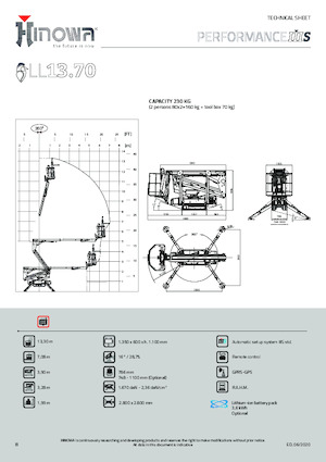 Paletli Mafsall Bomlu Asansörler Hinowa Lightlift 13.70 Performance IIIS