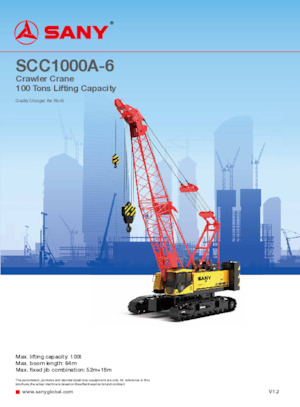 Crawler cranes - Lattice boom Sany SCC1000A-6