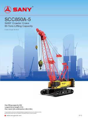 Crawler cranes - Lattice boom Sany SCC850A-5