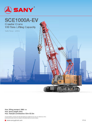 Crawler cranes - Lattice boom Sany SCE1000A-EV