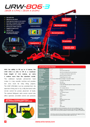 Crawler cranes - Telescopic boom UNIC URW-806-3