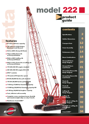 Crawler cranes - Lattice boom Manitowoc 222 E
