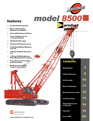 Crawler cranes - Lattice boom Manitowoc 8500 E