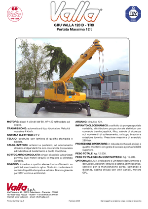 Crawler cranes - Telescopic boom Valla 120 TRX-D