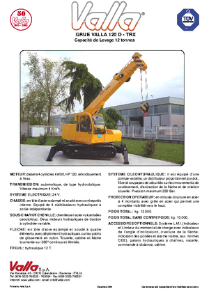Crawler cranes - Telescopic boom Valla 120 TRX-D