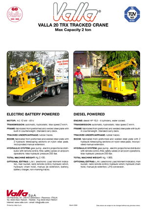 Crawler cranes - Telescopic boom Valla 20 TRX-D