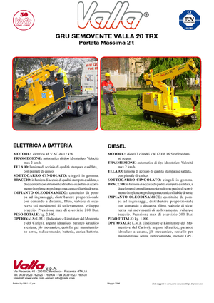 Crawler cranes - Telescopic boom Valla 20 TRX-E