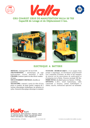 Crawler cranes - Telescopic boom Valla 20 TRX-E