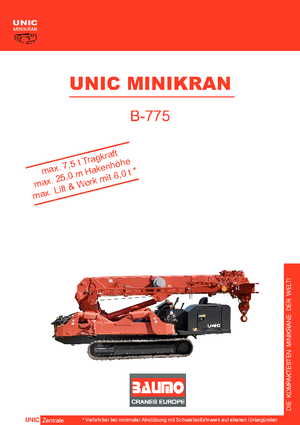 Crawler cranes - Telescopic boom UNIC B 775