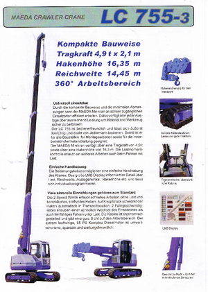 Crawler cranes - Telescopic boom Maeda LC 755-3