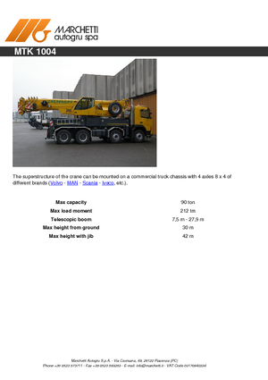 Crawler cranes - Telescopic boom Marchetti MTK 1004 C