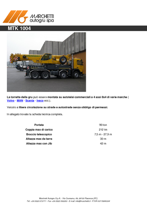 Crawler cranes - Telescopic boom Marchetti MTK 1004 C