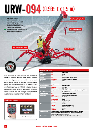 Crawler cranes - Telescopic boom UNIC URW 094