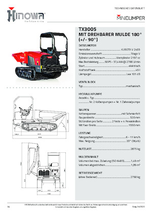 Paletli Damperler Hinowa TX3005
