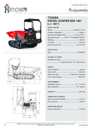 Tracked Dumpers Hinowa TX3005