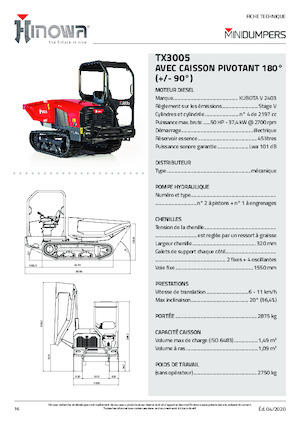 Tracked Dumpers Hinowa TX3005