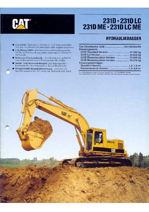 Paletli ekskavatörler Caterpillar 231 D LC