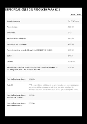 Paletli ekskavatörler Caterpillar 307.5