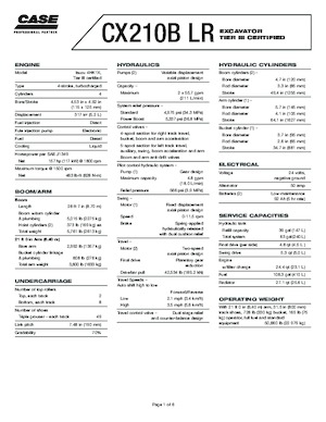 Paletli ekskavatörler Case CX 210 B LR