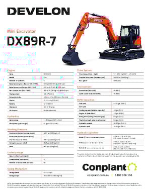 Crawler Excavators Develon DX89R-7