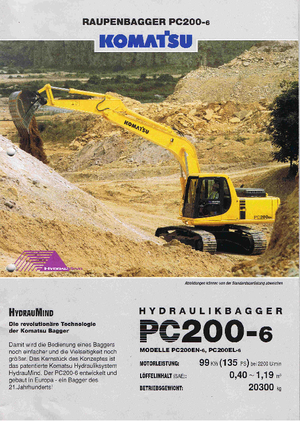 Paletli ekskavatörler Komatsu PC200EL-6 activ