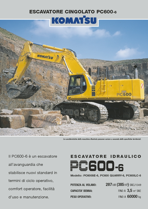 Paletli ekskavatörler Komatsu PC600-6