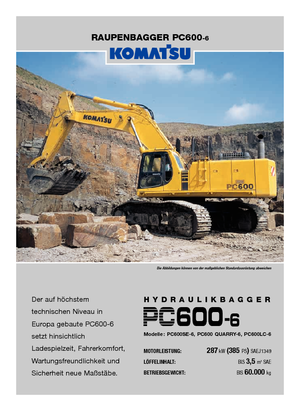 Paletli ekskavatörler Komatsu PC600-6