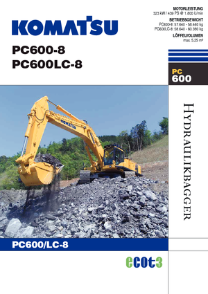 Paletli ekskavatörler Komatsu PC600LC-8