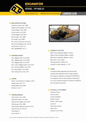 Crawler Excavators PowerPlus PP160E-XI 