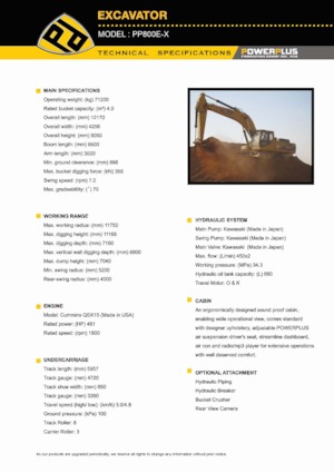 Crawler Excavators PowerPlus PP800E-XI