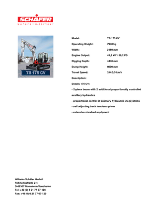 Crawler Excavators Takeuchi TB 175 CV