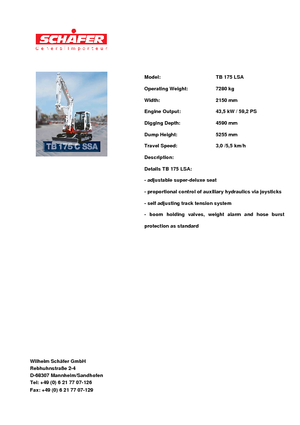 Paletli ekskavatörler Takeuchi TB 175