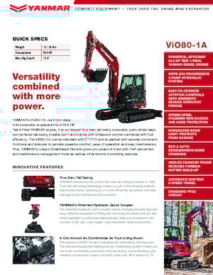 Crawler Excavators Yanmar ViO80-1A