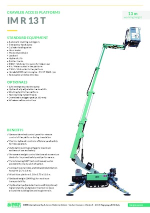 Paletli Teleskopik Bomlu Vinçler Imer IM R 13 T 