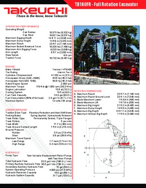 Crawler Excavators Takeuchi TB 180 FR