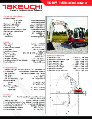 Paletli ekskavatörler Takeuchi TB 280 FR