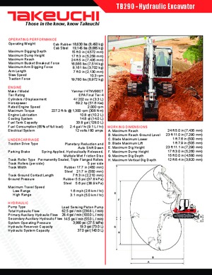 Crawler Excavators Takeuchi TB290